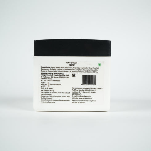 Sara Oxy D-tan Mask For Instant Tan Removal And Nourish skin | All Skin Type | Perfect for Men & Women | 400g